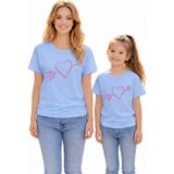 Vodexa Anne Kız Kombin Oversize Tişört Twin T-Shirt Anne Cocuk Oklu Kalp Baskılı (Tekli Satılmaktadır) - 9 - 10 Yaş - Mavi