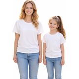 Vodexa Anne Kız Kombin Sade Oversize Tişört Twin T-Shirt %100 Pamuk Rahat Kalıp - 3 - 4 Yaş - Beyaz