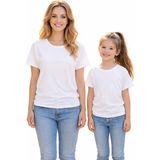 Vodexa Anne Kız Kombin Sade Oversize Tişört Twin T-Shirt %100 Pamuk Rahat Kalıp - 5 - 6 Yaş - Beyaz