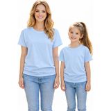 Vodexa Anne Kız Kombin Sade Oversize Tişört Twin T-Shirt %100 Pamuk Rahat Kalıp - 5 - 6 Yaş - Mavi