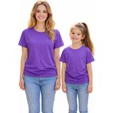 Vodexa Anne Kız Kombin Sade Oversize Tişört Twin T-Shirt %100 Pamuk Rahat Kalıp - 5 - 6 Yaş - Mor