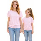 Vodexa Anne Kız Kombin Sade Oversize Tişört Twin T-Shirt %100 Pamuk Rahat Kalıp - 5 - 6 Yaş - Pembe