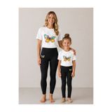 VODEXA Anne Kız Tayt Ve Thişört takım T-Shirt Takım %100 Pamuk Esnek Rahat Günlük Spor kombin(Tekli Takım Satımaktadır)