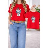 Vodexa Anne Ünisex Çocuk Kombin Oversize-Anne & Çocuk Twin T-Shirt Kız Erkek Annesi Baskılı - 11 - 12 Yaş - Kırmızı
