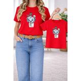 Vodexa Anne Ünisex Çocuk Kombin Oversize-Anne & Çocuk Twin T-Shirt Kız Erkek Annesi Baskılı - 13 - 14 Yaş - Kırmızı