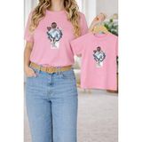 Vodexa Anne Ünisex Çocuk Kombin Oversize-Anne & Çocuk Twin T-Shirt Kız Erkek Annesi Baskılı - 3 - 4 Yaş - Pembe