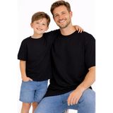Vodexa Baba Çocuk Kombin Oversize Tişört – Anne Çocuk Twin T-Shirt Sadeee Baskılı - 11 - 12 Yaş - Siyah