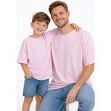 Vodexa Baba Çocuk Kombin Oversize Tişört – Anne Çocuk Twin T-Shirt Sadeee Baskılı - 7 - 8 Yaş - Pembe