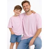 Vodexa Baba Çocuk Kombin Oversize Tişört – Anne Çocuk Twin T-Shirt Sadeee Baskılı - Pembe