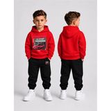 Vodexa Baskılı Hoodie Sweatshirt ve Eşofman Altı Kışlık Alt Üst Takım-Erkek Kapüşonlu Eşofman Takımı - 7 - 8 Yaş - Kırmızı