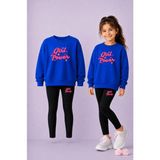 Vodexa Bisiklet Yaka Çocuk Sweatshirt Dar Paça Tayt Takımı – Kışlık Alt Üst Takım - 11 - 12 Yaş - Mavi