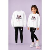 Vodexa Bisiklet Yaka Çocuk Sweatshirt Dar Paça Tayt Takımı – Kışlık Alt Üst Takım - 13 - 14 Yaş - Beyaz