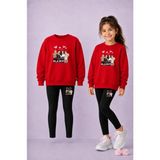 Vodexa Bisiklet Yaka Çocuk Sweatshirt Dar Paça Tayt Takımı – Kışlık Alt Üst Takım - 5 - 6 Yaş - Kırmızı