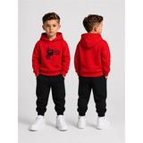 Vodexa Çocuk Erkek Kapüşonlu Sweatshirt Lastik Paça Eşofman Takımı – Kışlık Alt Üst Takım - 5 - 6 Yaş - Kırmızı