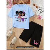 Vodexa Erkek-Çocuk Tişört Şort Takım %100 Pamuk Yazlık Rahat Kalıp Baskılı T-Shirt Çocuk Kombin - 9 - 10 Yaş - Mavi