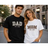 Vodexa Erkek Kadın Kombin Oversize T-Shirt Dad Baskılı %100 Pamuk Tişört Rahat Kalıp - Beyaz