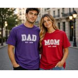 Vodexa Erkek Kadın Kombin Oversize T-Shirt Dad Baskılı %100 Pamuk Tişört Rahat Kalıp - Kırmızı