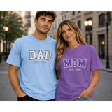 Vodexa Erkek Kadın Kombin Oversize T-Shirt Dad Baskılı %100 Pamuk Tişört Rahat Kalıp - Mavi