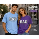 Vodexa Erkek Kadın Kombin Oversize T-Shirt Dad Baskılı %100 Pamuk Tişört Rahat Kalıp - XL - Mor