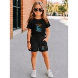 Vodexa Erkek-Kız Çocuk Tişört ve Şort Takım %100 Pamuk Yazlık Rahat Kalıp Baskılı T-Shirt Çocuk Kombin - 5 - 6 Yaş - Siyah