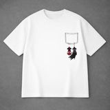Vodexa Erkek Oversize T-Shirt Cepteki Batman Baskılı %100 Pamuk Tişört Rahat Kalıp - XL - Beyaz
