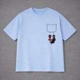 Vodexa Erkek Oversize T-Shirt Cepteki Batman Baskılı %100 Pamuk Tişört Rahat Kalıp - XL - Mavi