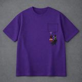 Vodexa Erkek Oversize T-Shirt Cepteki Batman Baskılı %100 Pamuk Tişört Rahat Kalıp - XL - Mor
