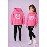 Vodexa Sweatshirt Kapüşonlu Dar Paça Tayt Takım Kız Çocuk – Kışlık Alt Üst Takım - 11 - 12 Yaş - Pembe