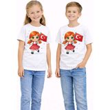 Vodexa Ünisex Çocuk Bayraklı Kız Baskılı Tişört %100 Pamuk Kırmızı Unisex Yazlık Çocuk T-Shirt - 13 - 14 Yaş - Beyaz