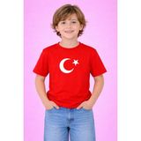 Vodexa Ünisex Türkiye Baskılı Çocuk Tişört %100 Pamuk Yazlık Çocuk T-Shirt - 5 - 6 Yaş - Kırmızı