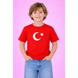 Vodexa Ünisex Türkiye Baskılı Çocuk Tişört %100 Pamuk Yazlık Çocuk T-Shirt - 9 - 10 Yaş - Kırmızı