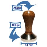VODİNOX Cafe Bar Barista Ekipmanları Kahve Espresso Tamper Temper İnox Paslanmaz Ahşap Saplı 51 mm