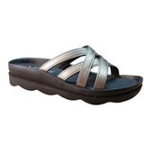 Voga 1727 Platin Cilt Düz Taban Comfort Casual Günlük Terlik
