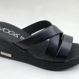 Voga 2003 Sıyah Dolgu Taban Comfort Casual Bayan Terlık