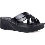 Voga 2104 Dolgu Topuk Comfort Casual Kadın Terliği - Siyah