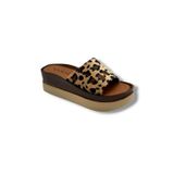 Voga 2500-272 Leopar Desenli Anatomik Dolgu Taban Kadın Terlik