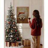 Vogloo Çerçevesiz Poster Noel Şapkasıyla Mutlu Kedi