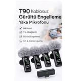 Voground T90 Kablosuz Yaka Mikrofonu 4’lü Set Gürültü Engelleme iOS Android Uyumlu Profesyonel Kayıt