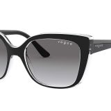 Vogue Eyewear Kadın Güneş Gözlüğü Koyu Havana Çerçeve, Kahverengi Gradyan Lensler, 53MM, Üst Siyah/Serigrafi, 53 mm