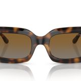 Vogue Eyewear Kadın Vo5526s Dikdörtgen Güneş Gözlüğü, Koyu Havana/Gri Gradyan Kahverengi Polarize, 52 mm