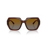 Vogue Eyewear Kadın Vo5612sb Kare Güneş Gözlüğü, Çizgili Kahverengi Havana/Gri Gradyan Kahverengi Polarize, 55 mm