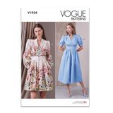 Vogue Misses' Önden Düğmeli Elbise Dikiş Desen Paketi, Tasarım Kodu V1934, Bedenler 18-20-22-24-26, Çok Renkli