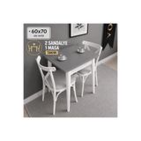 VOGUE TASARIM VE AKSESUAR 60x70 Mutfak Masası 2 Sandalyeli Takım | Küçük Yemek Masası | Balkon ve Dar Alanlara Uygun