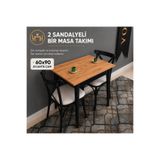VOGUE TASARIM VE AKSESUAR 60x90 Mutfak Masası 2 Sandalyeli Takım | Küçük Yemek Masası | Balkon ve Dar Alanlara Uygun