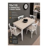 VOGUE TASARIM VE AKSESUAR 70x110 4 Sandalyeli Mutfak Masası Takımı | 4 Kişilik Yemek Masası Seti | Modern Masa Sandalye Takımı