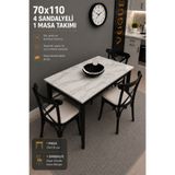 VOGUE TASARIM VE AKSESUAR 70x110 4 Sandalyeli Mutfak Masası Takımı | Modern Yemek Masası Seti