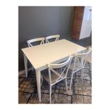 VOGUE TASARIM VE AKSESUAR 70x110 Mutfak Yemek Masası Takımı 4 Sandalyeli 4-6 Kişilik Atlantik Çam Beyaz Modern Şık Kampanyalı