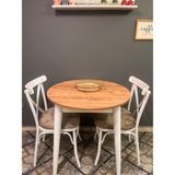 Vogue Tasarım ve Aksesuar 80 cm Yuvarlak Yemek Mutfak Balkon Masası Beyaz Mermer Desenli Şık & Dayanıklı - Ahşap