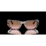 Vogue Unisex Güneş Gözlüğü - Dikdörtgen Form Pembe Havana Kemik Çerçeve Pembe Degrade Kahverengi Cam 0Vo5586s