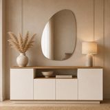 Voguemaxima Home Aura 4 Kapaklı Raflı Konsol 180X44,5X75 cm Beyaz Atlantik Çam - 180 x 44,5 x 75 cm - Atlantik Çam - Beyaz